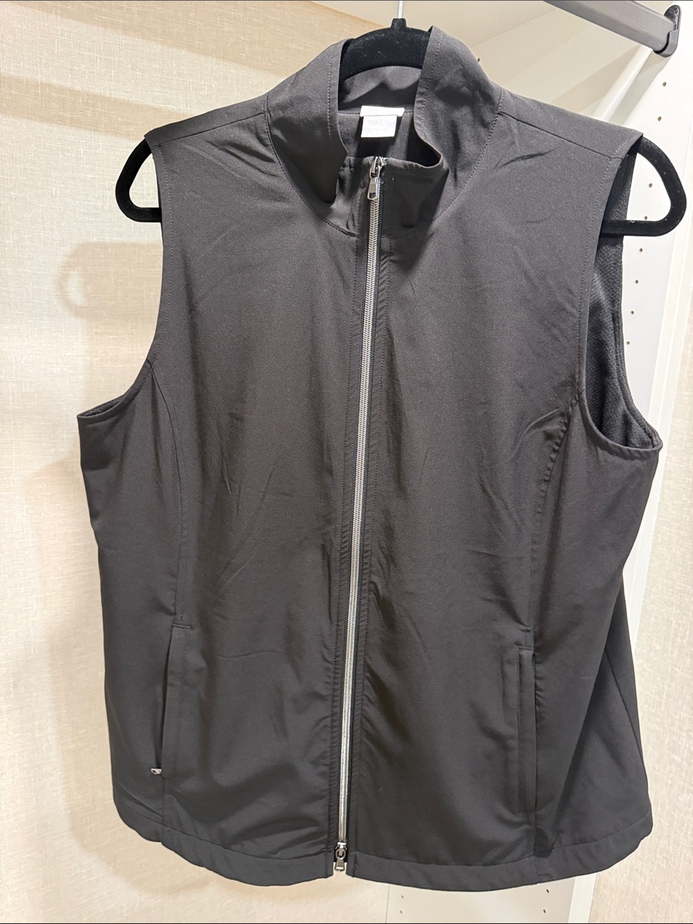 Chico's Black Full-Zip Sleeveless Vest with Stand Collar